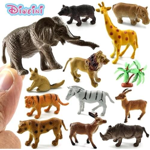 Simulation Forest wild animals model figures Bear Deer Tiger Leopard Lion kangaroo Elephant Horses Rhinoceros sheep plastic toys