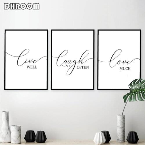 Motivational Quote Wall Art Live Laugh Love Canvas Art Painting Poster and Prints Nordic Decorative Picture for Living Room