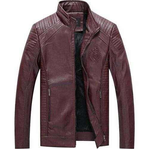 NEW 2019 casual Mens Leather Jackets Fleece Autumn Winter PU Coat Men Plus Velvet Outerwear Biker Motorcycle Male Classic Jacke