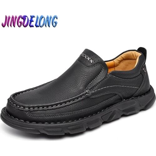 Mens Casual Shoes Genuine Leather Loafers Shoes Handmade Platform Flat Breathable Luxury Men Moccasins Designer Mens Sneakers