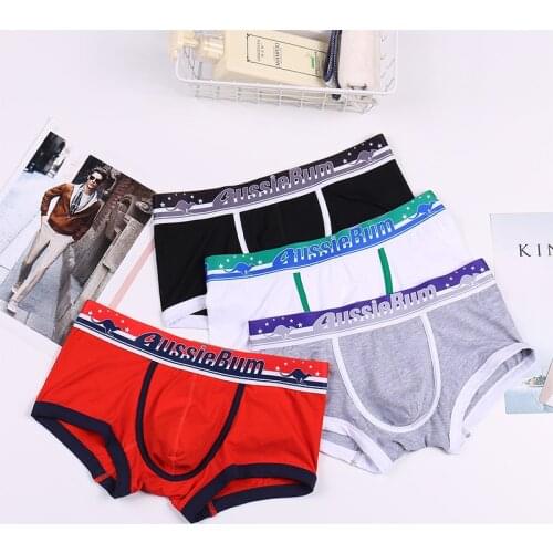 Aussiebum mens underwear u convex design waist polyester plus size boyshort loose breathable boxers wholesale