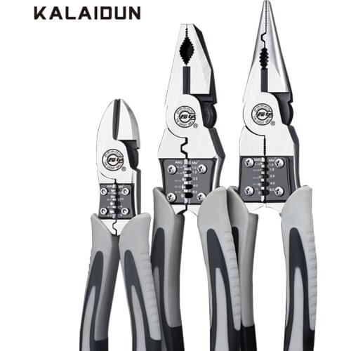 KALAIDUN Pliers Set Cable Wire Stripper Crimper Cutter Multitool Crimping Tool Cutting Long Nose Pliers Electrician Hand Tools