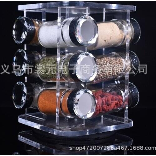 Seasoning bottle set glass salt shaker crystal lid pepper shaker storage rack