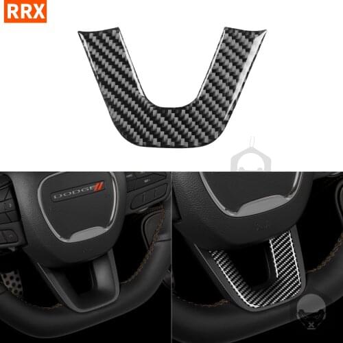 Steering Wheel Cover Sticker For Dodge Challenger 2015+ Hellcat Carbon Fiber Decoration Car Interior Protector Accessories