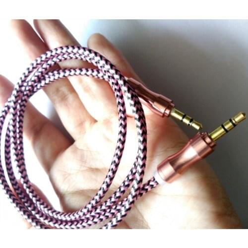 Hoqueen 1m Nylon Aux Cable 3.5mm Jack Car Audio Extension Cable Cord for iPhone iPod Car Nylon Braid Audio Cable 1000pcs