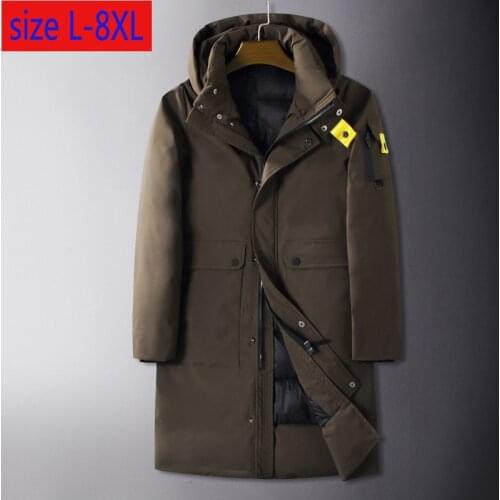 New Men Winter Super Large Fashion Padded Clothes X-long Casual Turn-down Collar Thick Mens Winter Coat Plus Size L-6XL 7XL 8XL