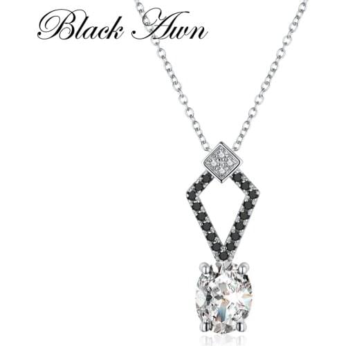 2021 New Black & White Silver Eternity Band Fine Jewelry Trendy Engagement Necklaces for Women Wedding Necklaces Pendants P120