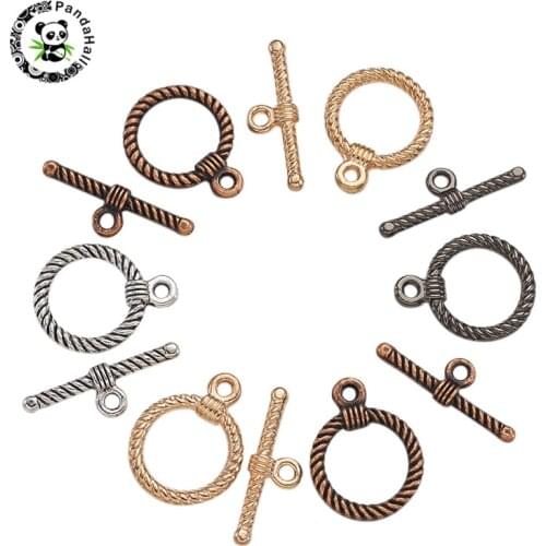 Pandahall 1 Set Tibetan Style Alloy Toggle Clasps for Jewelry Findings Making DIY Bracelet Necklace Mixed Color