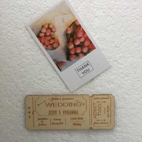 Personalise Wedding ticket save the date, laser cut tags wooden Favors, wedding favors,party favors gifts
