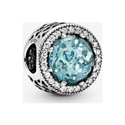 Genuine 925 Sterling Silver Shining Glacier Blue Charm Fit Original 3mm Bracelet Making Fashion DIY Jewelry For Women