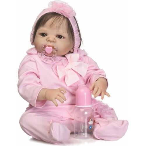 Full silicone dolls Girl body reborn babies 22"NPK newborn baby reborn toddler dolls child gift rooted hair can bathe bonecas