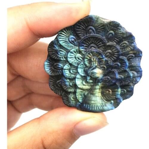 Drop Shipping 1PC Natural Labradorite Peacock Shaped Crystal Stones Hand Carved Crystal Anmial Decor Natural Stones and Crystals