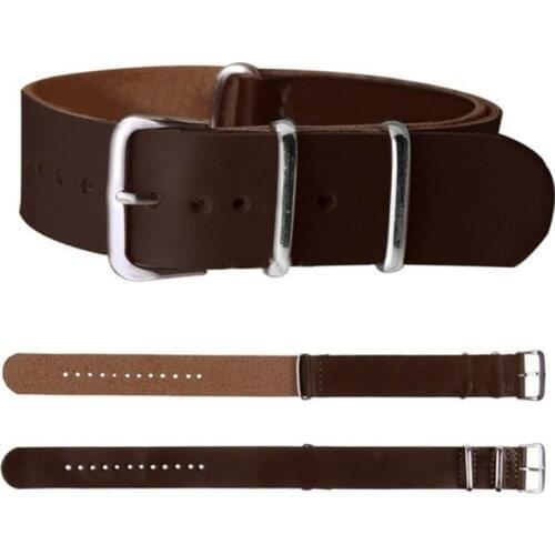 Adjustment Artificial Leather Watchband Strap 18mm 20mm 22mm 24mm Accessories Men Women Silver Color Ring Buckle Bracelet Band