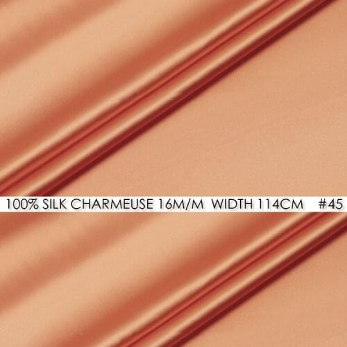 CISULI SILK CHARMEUSE SATIN 114cm width 16momme/100% Pure Mulberry Silk Fabric for Wedding Decoration NO 45 Coral