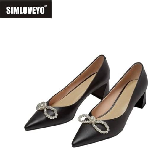 SIMLOVEYO Fashion Sweet 2021 Summer Newest High Heel Pumps Pearl Pointed Toe Wedding Party Shoes Woman Heels Size 43 Dress Date