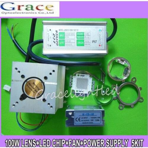 100W LED driver+ 100W UV 395nm led +heatsink+ 60degree Lens with Reflector Collimator 5kit