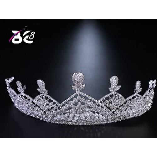 Be 8 Paved Full Cubic Zirconia Tiara CZ Crown Classic Bridal Diadema Wedding Hair Accessories Coroa Noiva H083