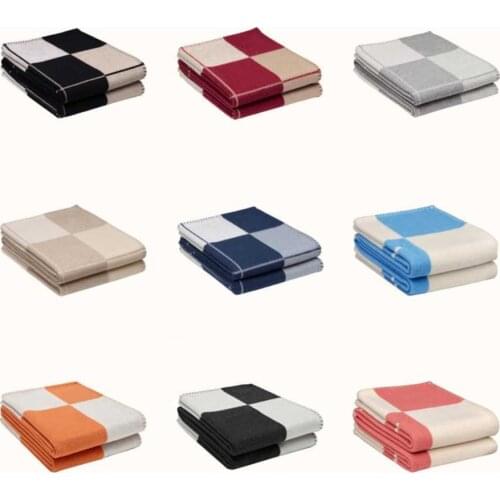 H Cashmere Blanket Knitted Shawl Office Air Conditioning Nap Travel Blanket Home Sofa Oft Thickened Warm Check Wool Blanket