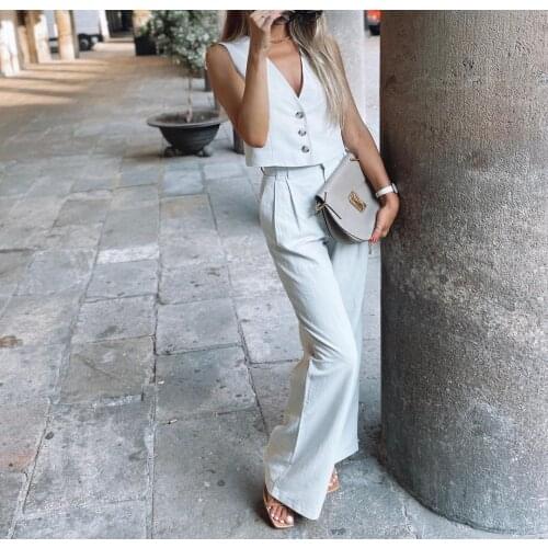 XEASY 2021 Women Elegant Grey Streetwear Sleeveless Short Vest Female Vintage Slim V-Neck Single-breasted Casual Waistcoat