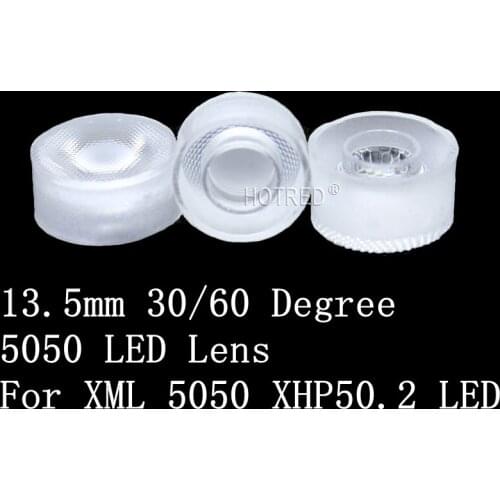100pcs 13.5mm SMD 5050 CREE LED Lens 30 60 Degree Optical PMMA Lenses Holder XML T6 XML2 XML-L2 XHP50 Plano Reflector Collimato