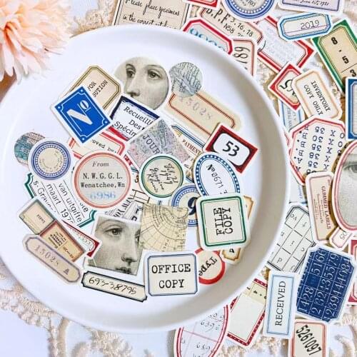 100PCS/Set Vintage Label Sticker DIY Scrapbooking Junk Journal Base Collage Mobile Diary Gift Packaging Decoration Sticker