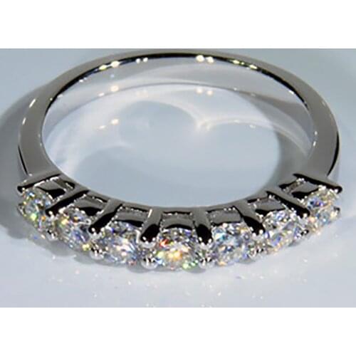 10K White Gold Women Ring 7 PCS 2.1 Carat Each 0.3Ct Moissanite Diamonds Round Party Engagement Anniversary Ring Trendy Present