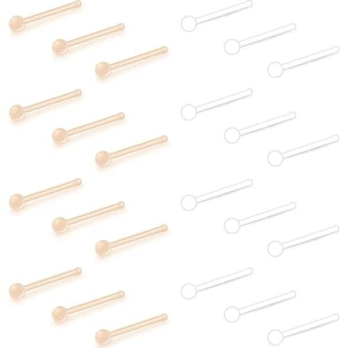 20G Nose Ring Retainer Clear and Skin Color Nose Ring Studs Bioflex Flexible Bendable Nostril L Shape Nose Screw Retainer