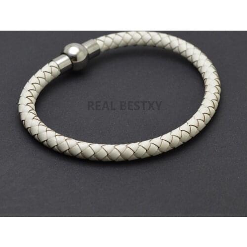 5pcs/lot Fashion Punk Men Jewelry Braided Leather Bracelet Men Handmade Bracelet Trendy Stainless Steel Clasp Male Wrist Band