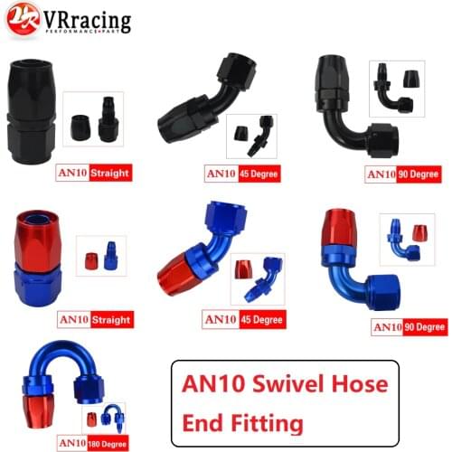 AN10 10-AN Aluminum Straight 45 Degree 90 Degree 180 Degree Swivel Hose End Fittings Adapter Oil Fuel Reusable Fitting Hose End
