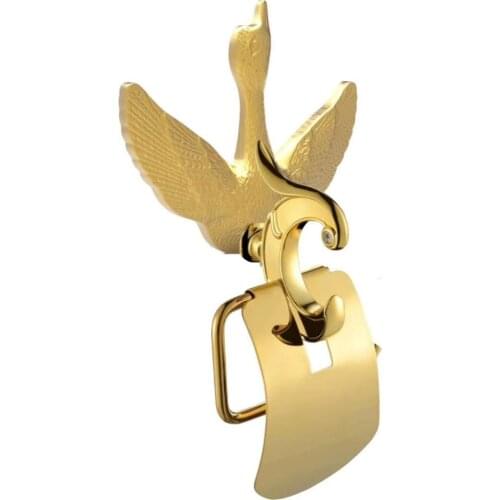 FREE SHIP SWAN design GOLD PVD roll holder with cover toilet paper holder