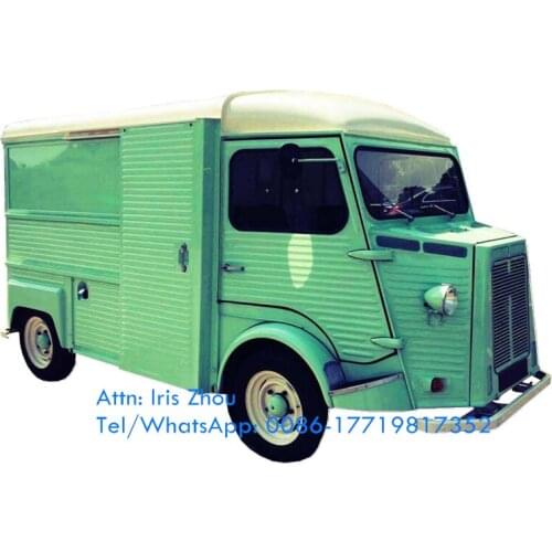 Food Truck Festival Mobile Kitchen Shop Coffee Bar Bubble Tea Ice Cream Food Cart Vintage Electric Vehicle Green Color