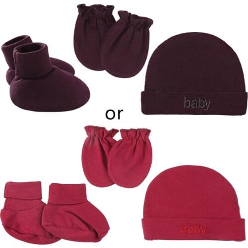 Baby Infants Anti Scratching Cotton Gloves+Hat+Foot Cover Set Mittens Socks Cap Q9QB