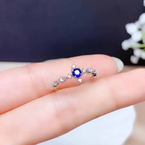 Natural sapphire ring 925 silver lady gift simple simple birthday present Wedding gift