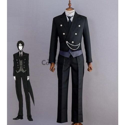 Black Butler Kuroshitsuji Sebastian Michaelis Swallow-tailed Coat Uniform Outfit Anime Cosplay Costumes