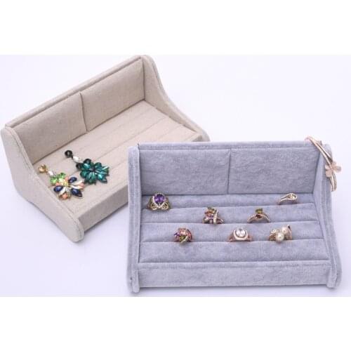 HOSENG Creamy-White Blue Cute Mini Sofa Ring Storage Box Velvet Jewelry Packaging Necklace Earring Case Birthday Gift HS_460