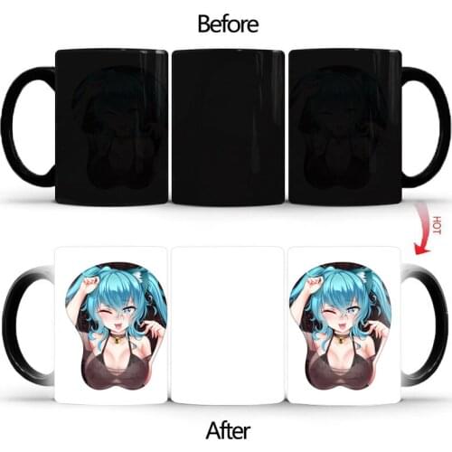 Lovely swimsuit girl Heat sensitive mug Porcelain Magic Color changing Tea Cups Coffee cup christmas gift Free shipping BSKT-102