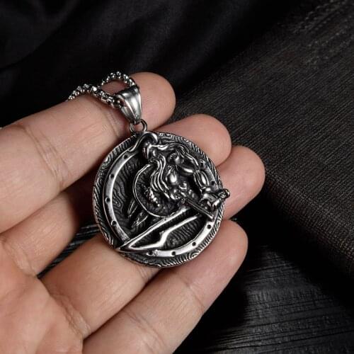 FATE LOVE Northern Europe Viking Warrior Soldier Male Men Necklaces Pendants Stainless Steel Chain Party Gift Fashion Jewelry