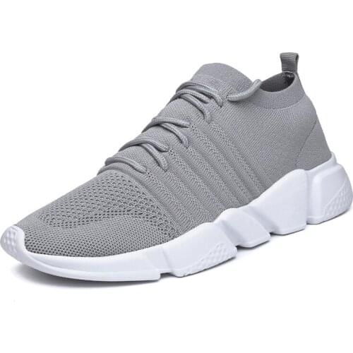 Mens Knitted Running Mesh Cushioning All-match Flat Shoes Sports Shoes Lightweight Fashion Casual Non-slip Hiking Mens Shoes