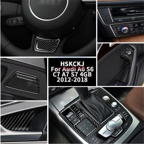 For Audi A6 S6 C7 A7 S7 4G8 2012-2018 Carbon Fiber Stickers Central Control Sst AC CD Panel Gear Box Interior Car Accessories