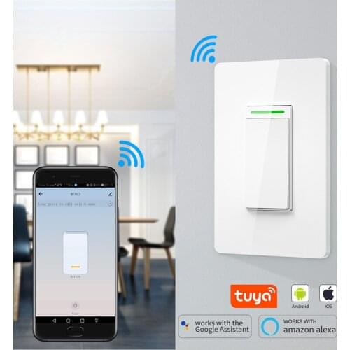 US Wifi Smart Push Button Switches Interruptor Electric Home Smart Controlled Light Wall Tuya APP Switch Voice Remote Control