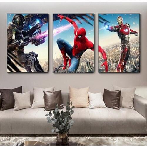 Wall Art Poster Canvas Painting Anime Poster Marvel Superhero Spiderman Iron Man Wall Decor Picture Decoration Home Decor Prints