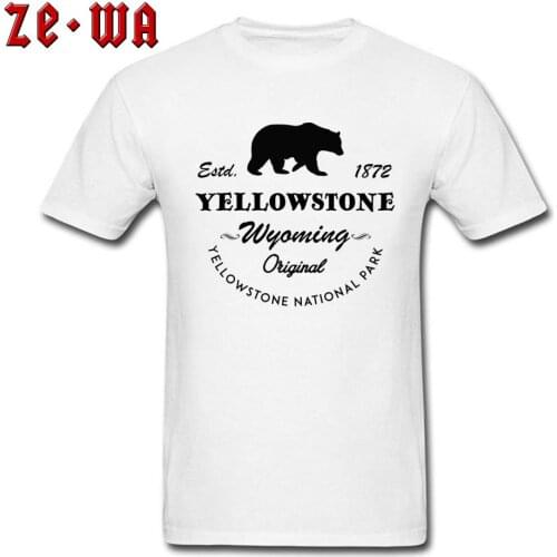 Cheap Men T Shirt Crew Neck Short Sleeve Fitness Tshirt Printed Yellowstone National Park Wyoming Original Bear T-Shirts For Men