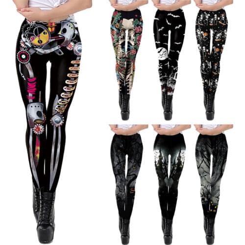 VIP FASHION 2020 New Adult 3D Steampunk Skeleton Leggins Adventure Halloween Party Printed Women Leggings