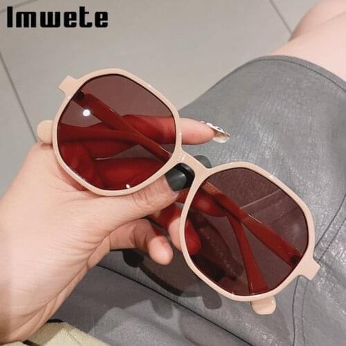 Imwete Vintage Polygon Sunglasses Women Men Retro Sun Glasses Luxury Brand Designer Shades for Ladies Black UV400 Colored Goggle