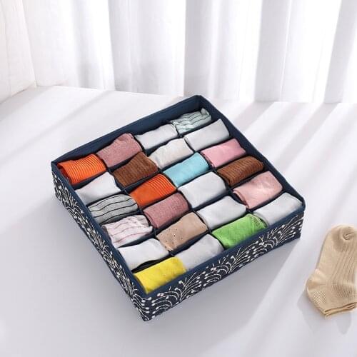 Dormitory Closet Organizer For Socks Home Separated Underwear Storage Box 24 Grids Bra Storage Foldable Drawer Organizer Box