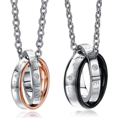 Couple Necklace 316L Stainless Steel Lovers Fashion Jewelry Romantic Pendant Necklaces