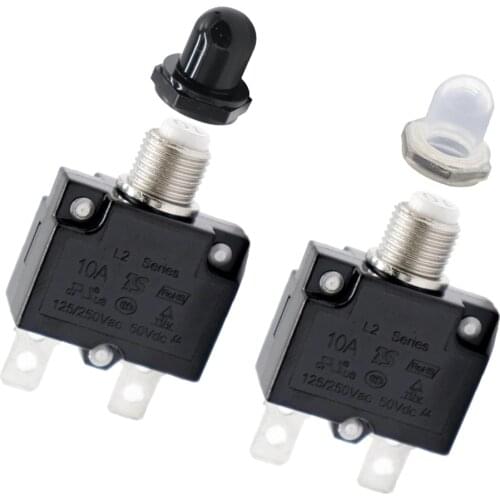 Pair 125/250V AC 10A Switch Push Reset Button Circuit Breaker Overload Protector