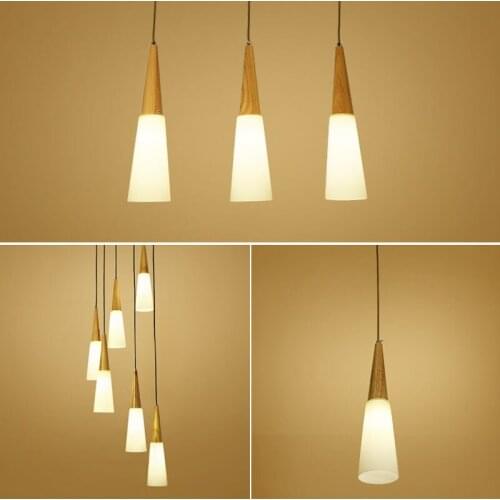 Wooden Wind chimes Stair Case Pendant Light Glass Bells Lampshade Dining Room Pendant Lamp Gallery Hallway Corridor Hanging Lamp