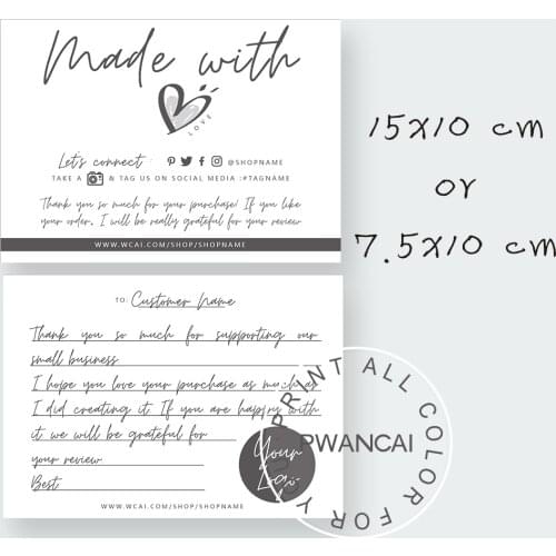 Custom business Thank You Card,Packaging Insert Cards,Customer Thank You For Your Order,Insert Thanks Note, Insert Parcel Double