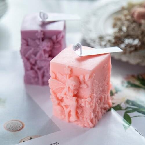 3D Sitting Angel Girl Silicone Soap Molds Square Shape Handmade Soap Mold DIY Candle Plaster Making Mould Soap Resin Crafts